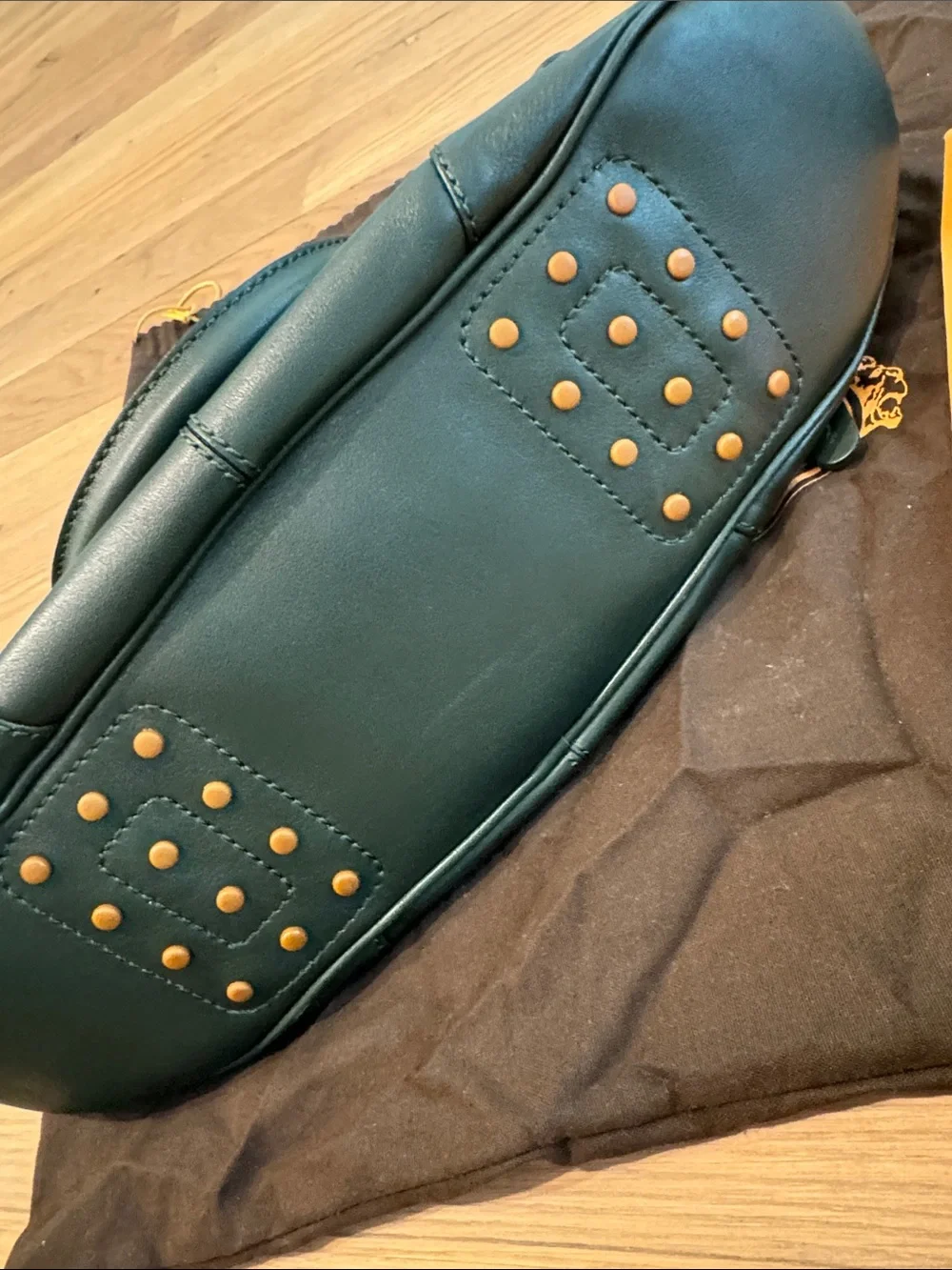 TOD'S Dark Green Leather Dome Satchel